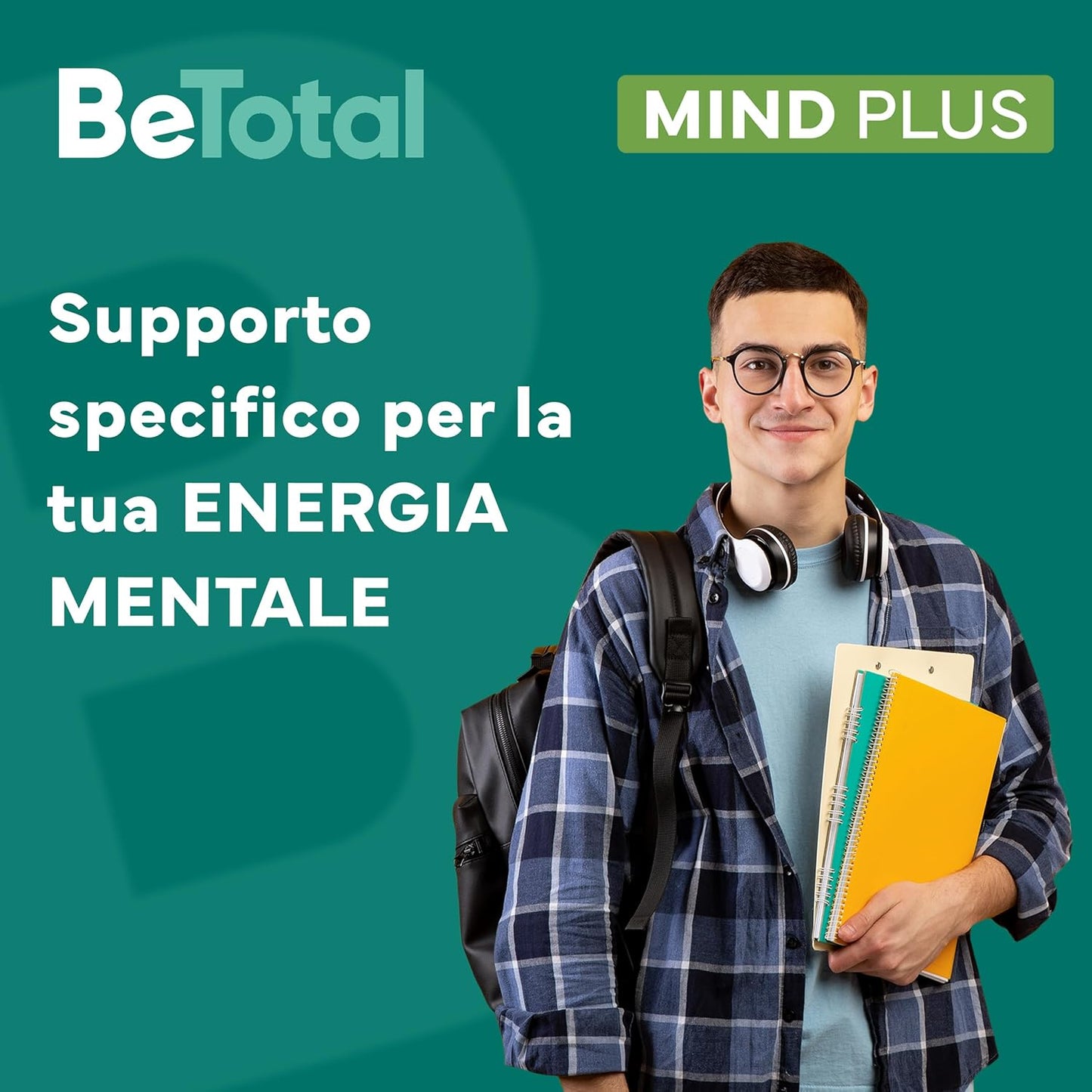 Be-Total Mind Plus, Integratore Alimentare con Vitamina B, Fosfoserina, L-Glutammina, Supporto per Stanchezza Mentale, Memoria e Concentrazione, Adulti e Bambini 6+, 20 Bustine