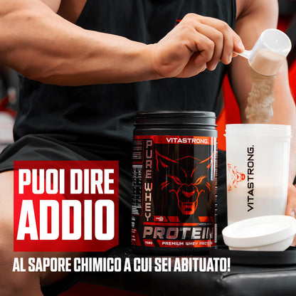 Whey Proteine in Polvere Vitastrong - Proteine del Siero del Latte Isolate e Concentrate - Alta solubilità & concentrazione 23g per dose - Whey Protein Ricco di BCAA ed EAA (Cioccolato)