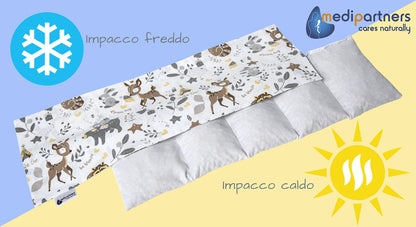 Medi Partners Cuscino Termico noccioli ciliegio 60x20cm 800g 100% Cotone 5 Camere Grande Terapia del freddo Federa sfoderabile (Stelle)