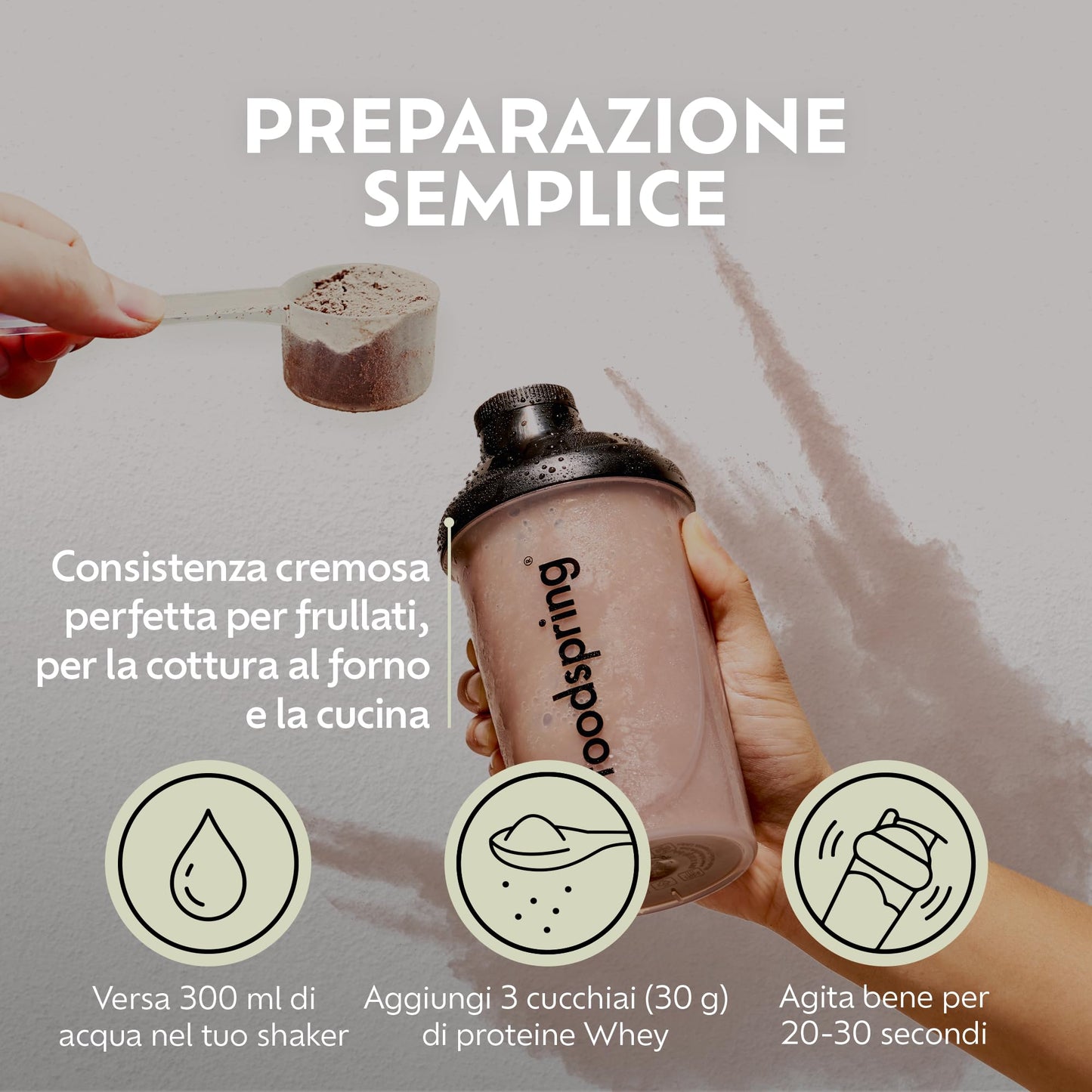 foodspring - Proteine Whey in polvere Cioccolato - Con 21 g di proteine per l'aumento muscolare, perfetta solubilità, ultra-filtrate & ricche di BCAA ed EAA - gusto pieno e delizioso (750 g)