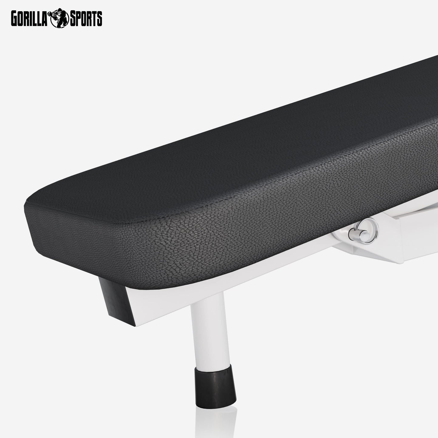 GORILLA SPORTS® Panca Pesi - con Porta Bilanciere, Regolabile e Pieghevole, Carico Max. 200kg, in Altezza, Nera/Bianca - Panca Piatta, Palestra, per Sollevamento, Multifunzione, Allenamento, Fitness