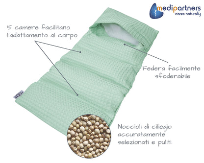 Medi Partners Cuscino Termico noccioli ciliegio 60x20cm 800g 100% Cotone 5 Camere Grande Terapia del freddo Federa sfoderabile (Stelle)