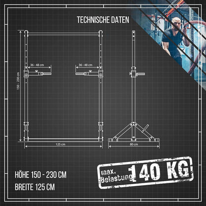 K-Sport: Power Tower + Dip Station con una capacità di carico fino a 140kg I Barra multifunzione trazioni e impugnature per flessioni I Pull up station & Dip Bar per allenamento muscolare incl. E-Book