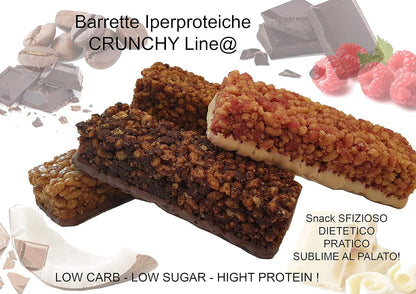 BARRETTE CRUNCHY PROTEICHE Line@diet - ZERO ZUCCHERI con 15 gr di PROTEINE / 4 gr di CARBOIDRATI! Ideali per DIETA PROTEICA (5 Crunchy Cioccolato)