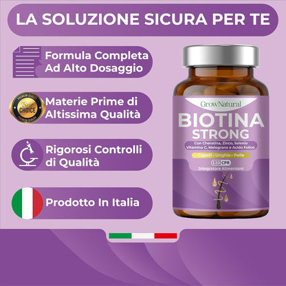 PREZZO LANCIO - Integratori per Capelli - Biotina Cheratina e Zinco - Vitamine per Crescita Capelli e anticaduta Donna e Uomo - 120 Compresse con Melograno, Vitamina C, Acido Folico e Selenio