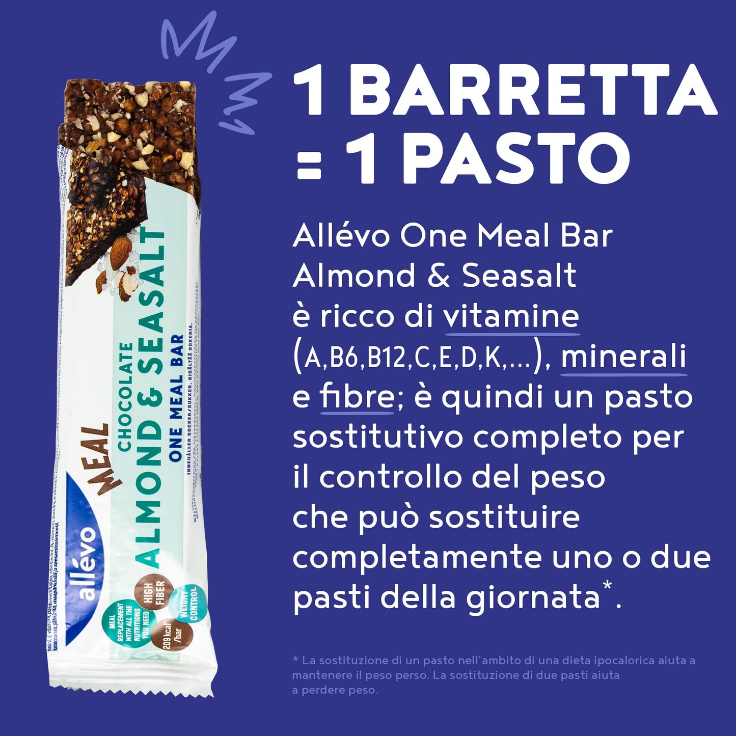 Barretta One Meal Allevo | Caramello Mou | Pasto Sostitutivo Sano e Gustoso | Barrette Energetiche Sostituto Pasto per il Controllo del Peso | Alpha Foods