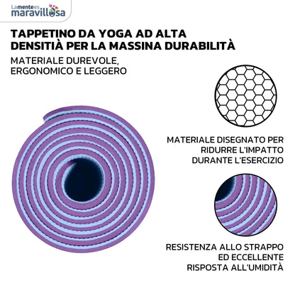 LA MENTE ES MARAVILLOSA - Tappetino per Yoga, Pilates, Fitness o Altri Sport, Tappetino Antiscivolo in TPE con Borsa a Tracolla, Tappetino da Allenamento 183 x 61 cm