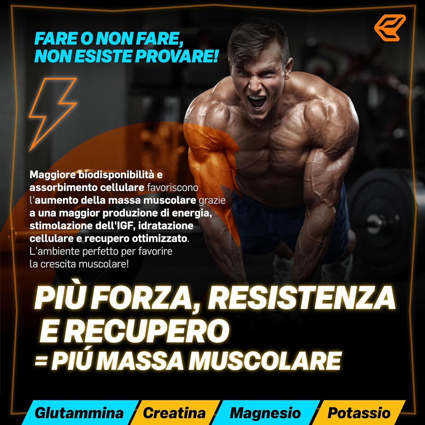 Italian Elite® Creatine Extreme, Creatina con Glutammina, Arginina, Citrullina, Vit C Magnesio, Potassio, Ciclodestrine. Pre Post Workout 120cp Monoidrata Micronizzata a Rapido Assorbimento Muscolare