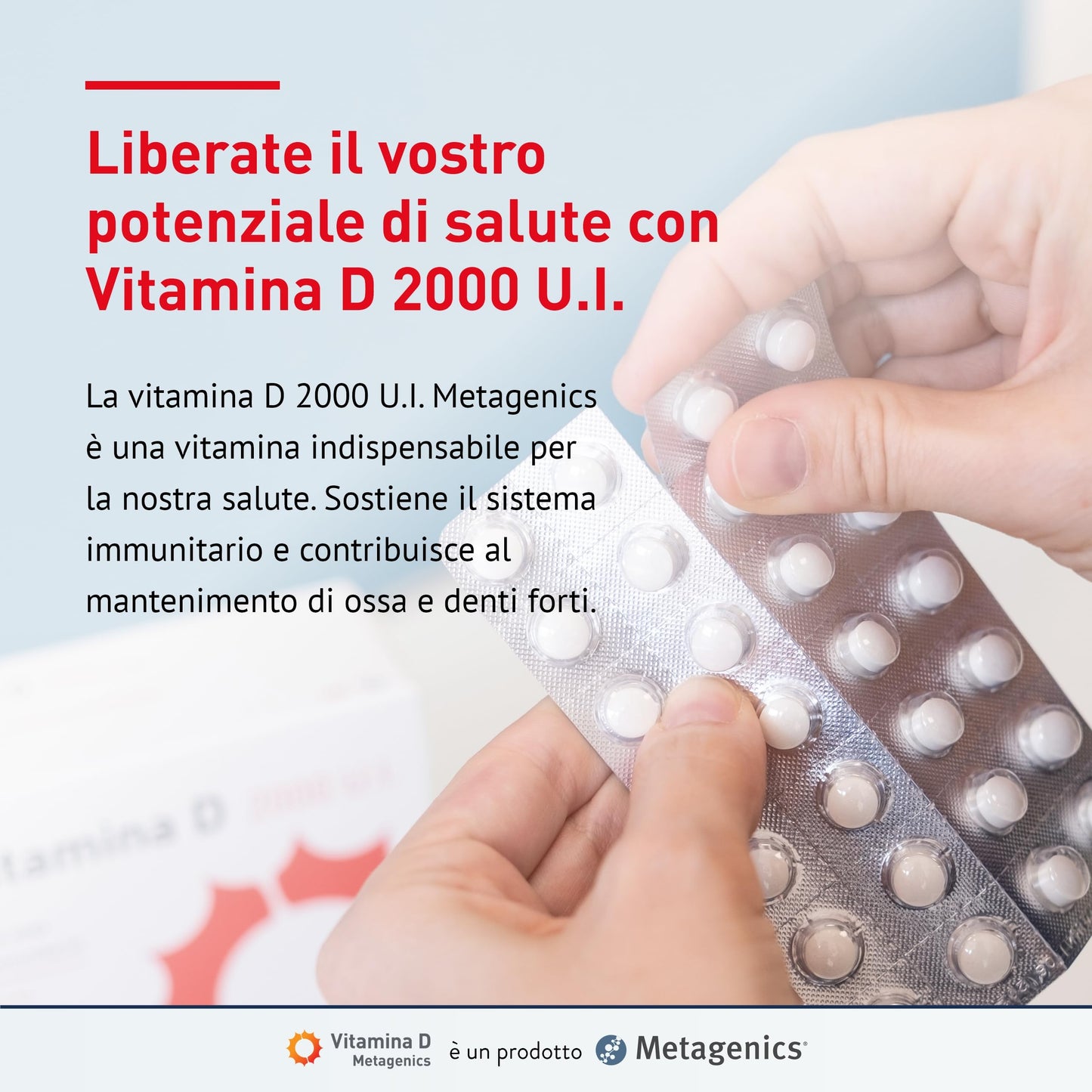 Metagenics Vitamina D 2000 U.I. - Integratore Sistema Immunitario - Per la Salute delle Ossa - 168 Compresse Masticabile