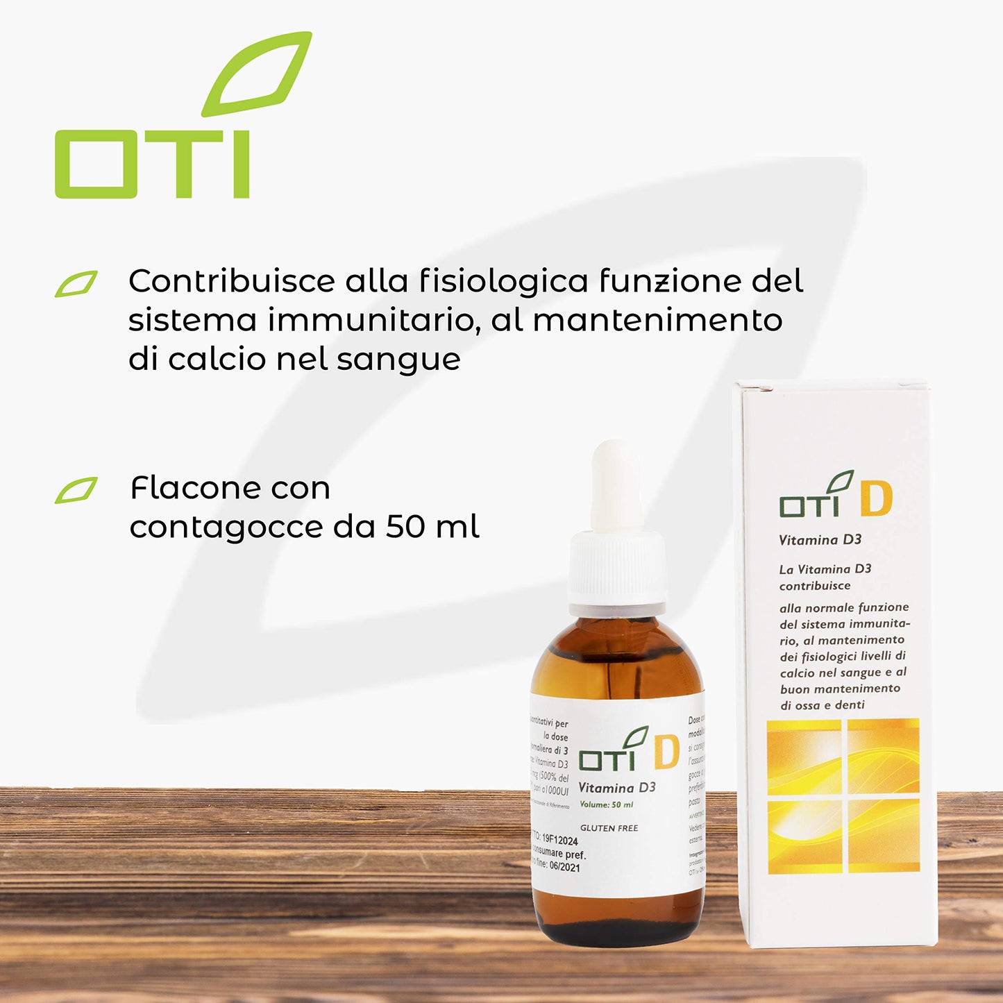 OTI D - Integratore Alimentare a base di Vitamina D3 - Rafforza il Sistema Immunitario e Mantiene Livello Naturale di Calcio nel Sangue per Mantenimento di Ossa e Denti - Gocce 50 ml