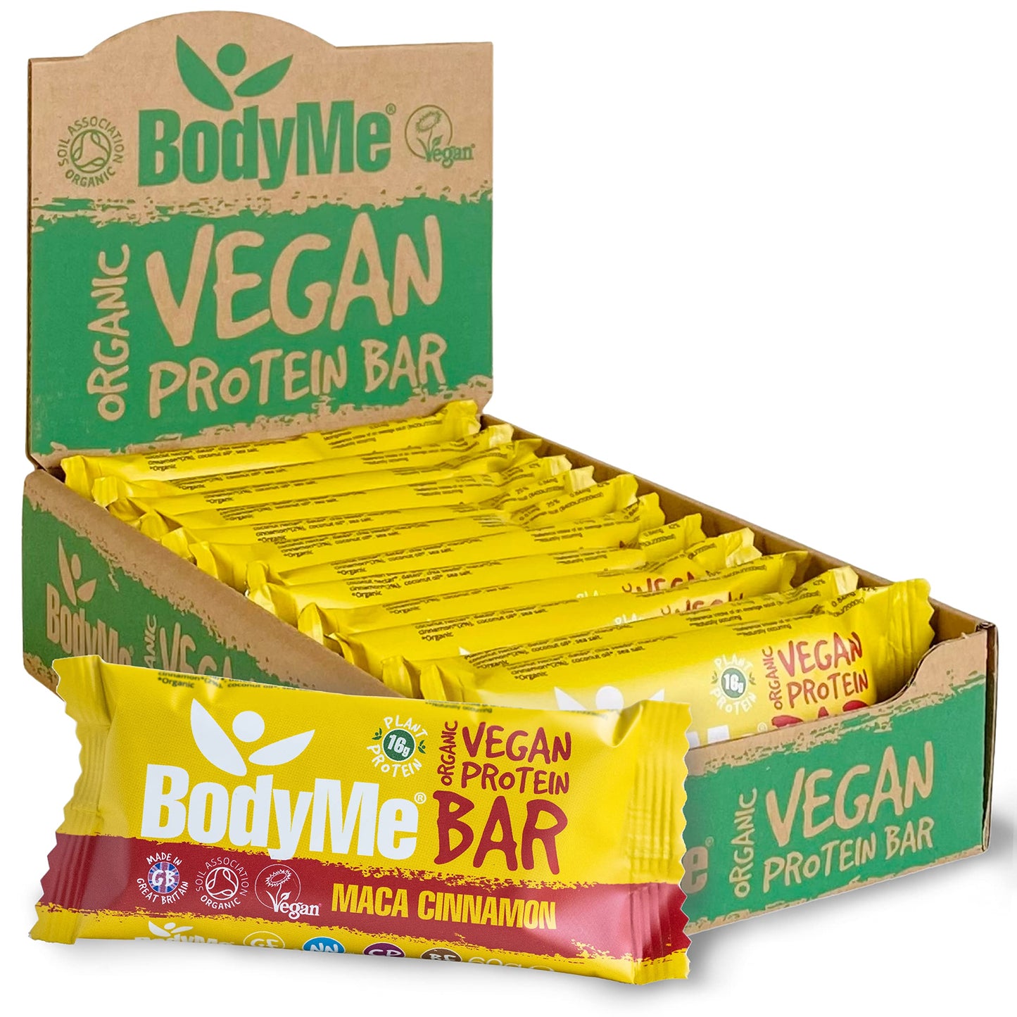 BodyMe Barrette Proteiche Vegan Bio | Cruda Curcuma Limone | 12 x 60g Barretta Proteica | Senza Glutine | 16g Proteine Vegane Complete 3 Proteine Vegetali Tutti Amminoacidi Essenziali | Snack Proteici