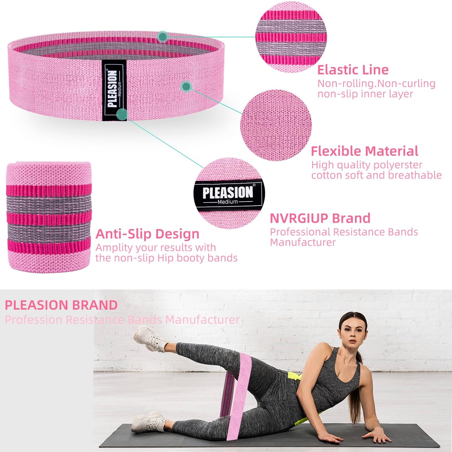 PLEASION Elastici Fitness,5 Livelli Bande Elastiche di Resistenza Set di Fasce Elastiche Fitness,Banda Elastica per Allenamento di Forza,Bodybuilding, Yoga Pilates Squats Crossfit