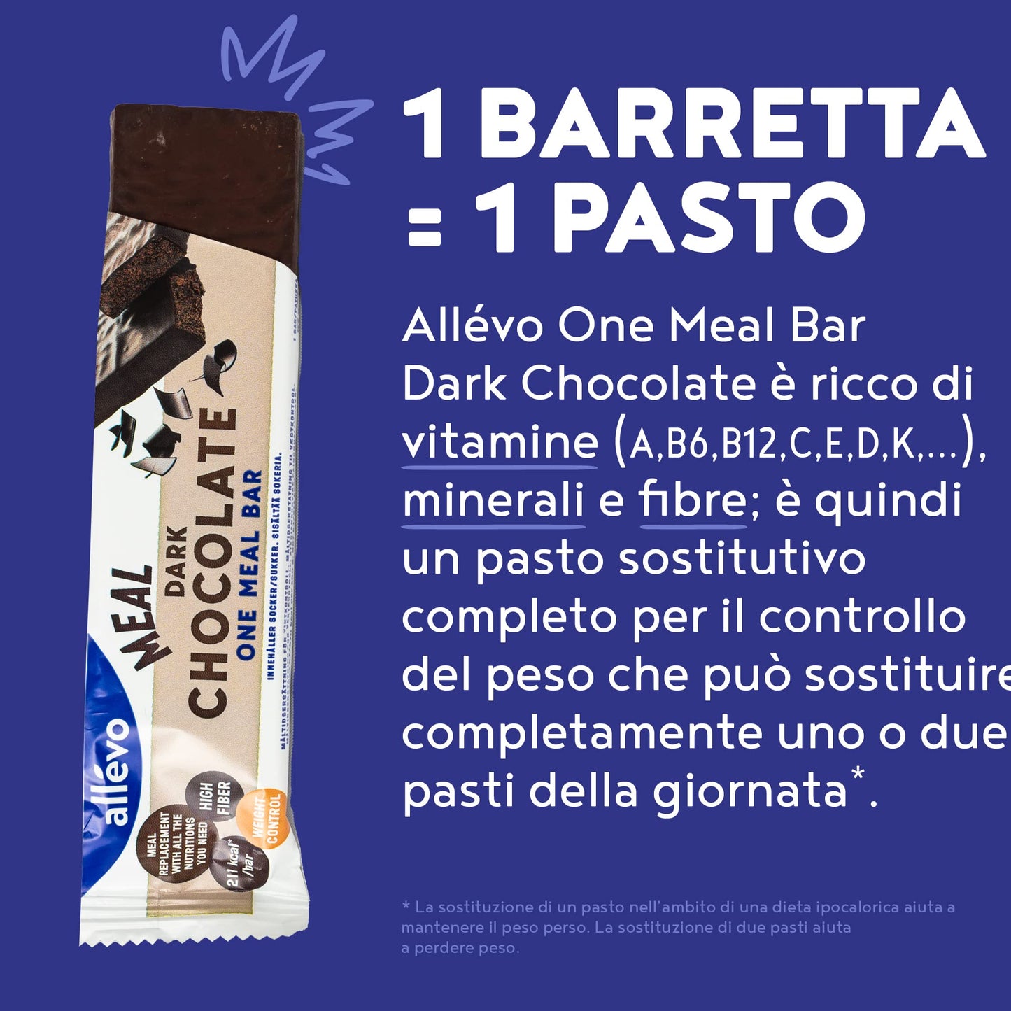 Barretta One Meal Allevo | Caramello Mou | Pasto Sostitutivo Sano e Gustoso | Barrette Energetiche Sostituto Pasto per il Controllo del Peso | Alpha Foods