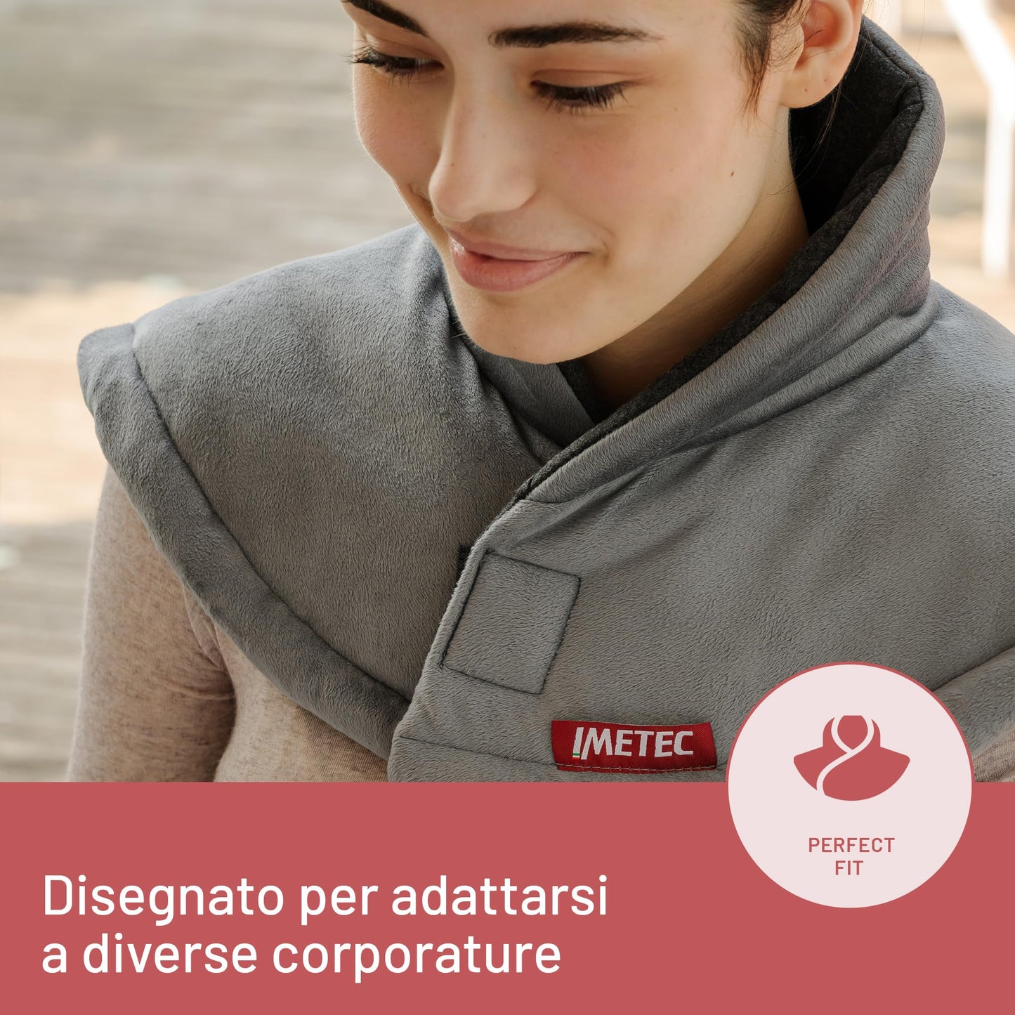 Imetec Intellisense Cervical, Termoforo per Cervicale e Spalle, Cuscino Termico, 47x52 cm, Tessuto Anallergico, 5 Temperature, Electro Block di Sicurezza, Riscaldamento Rapido, Lavabile in Lavatrice