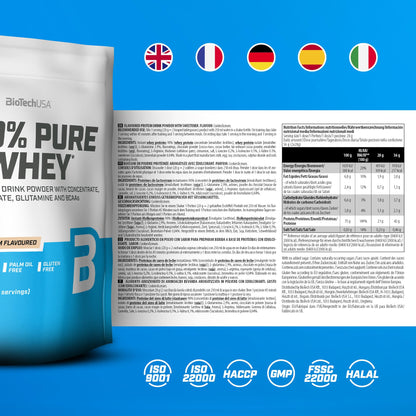 BioTechUSA 100% Pure Whey Complesso proteico del siero di latte con bromelina, aminoacidi, senza zuccheri aggiunti, senza olio di palma e con edulcorante, 1 kg, Cioccolato