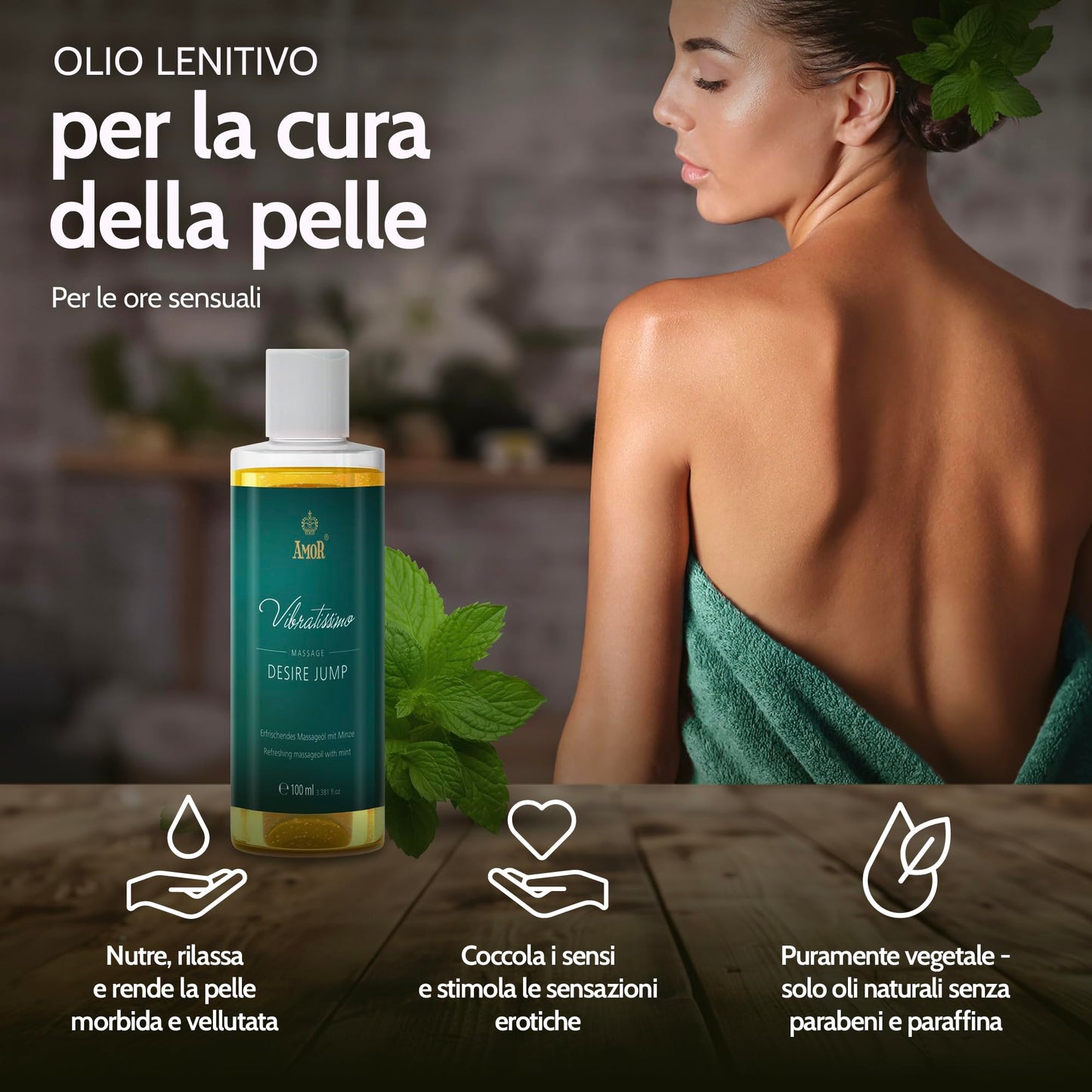 Vibratissimo “Hot Moments”: olio da massaggio riscaldante e lenitivo, 100 ml