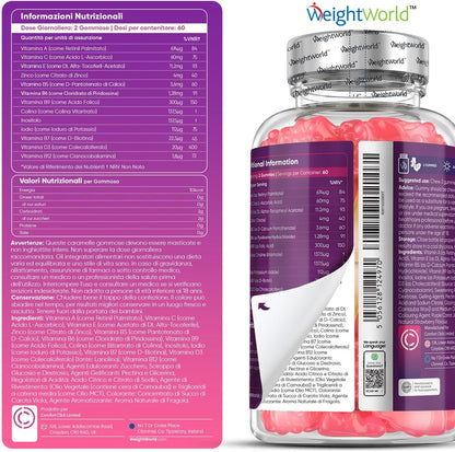 Multivitaminico Completo, 13 Vitamine e Minerali, 120 Caramelle Gommose alla Fragola 2 Mesi, Multivitaminico, Orsetti Gommosi, Vitamine, Vitamina C, Vitamina D3, Vitamine B, Vitamina E, Zinco, Iodio