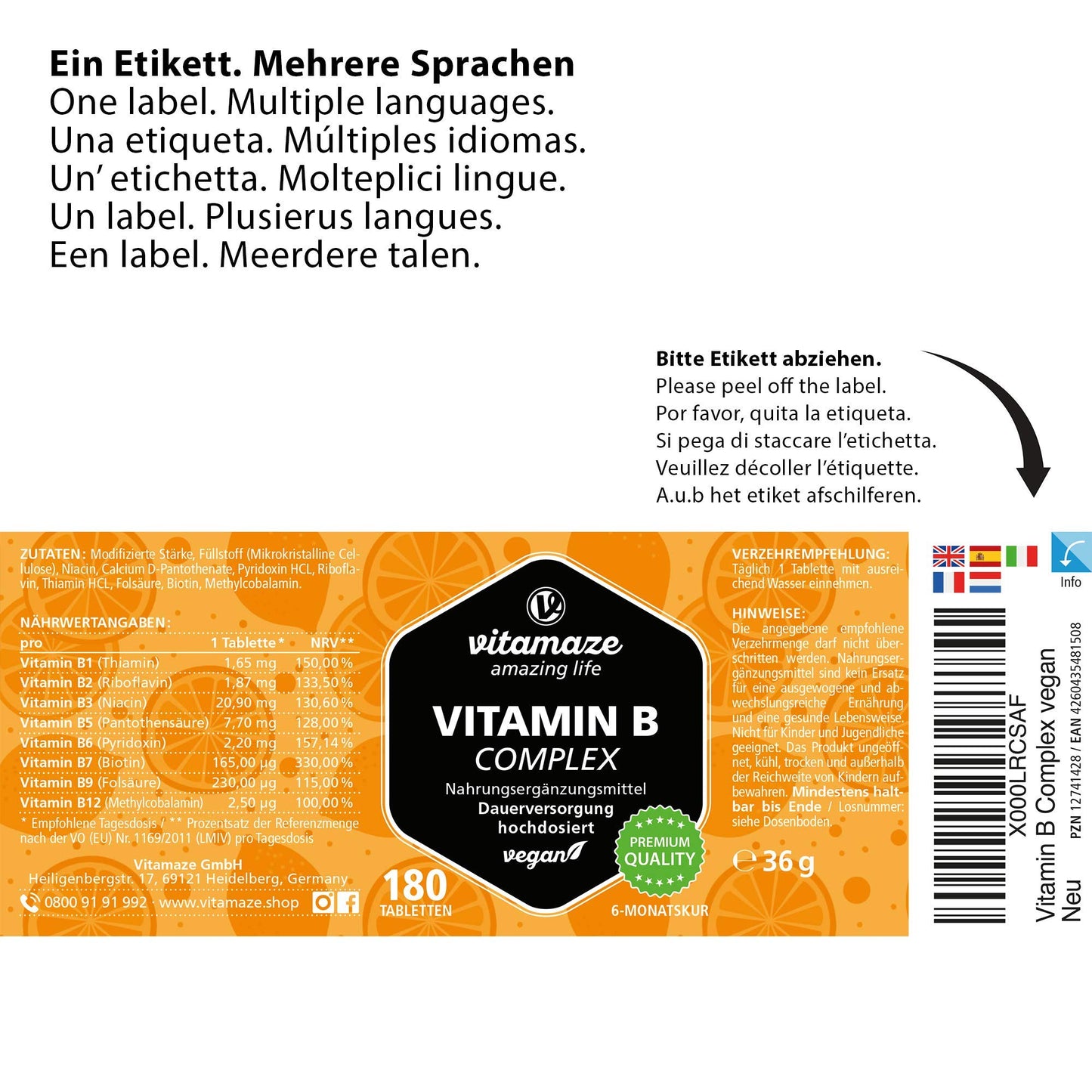 Vitamaze® Biotina Capelli + Selenio + Zinco, 365 Compresse (1 Anno) Crescita di Capelli, Pelle e Unghie Sani, Vitamina B7, Integratori per Capelli, Qualità Tedesca