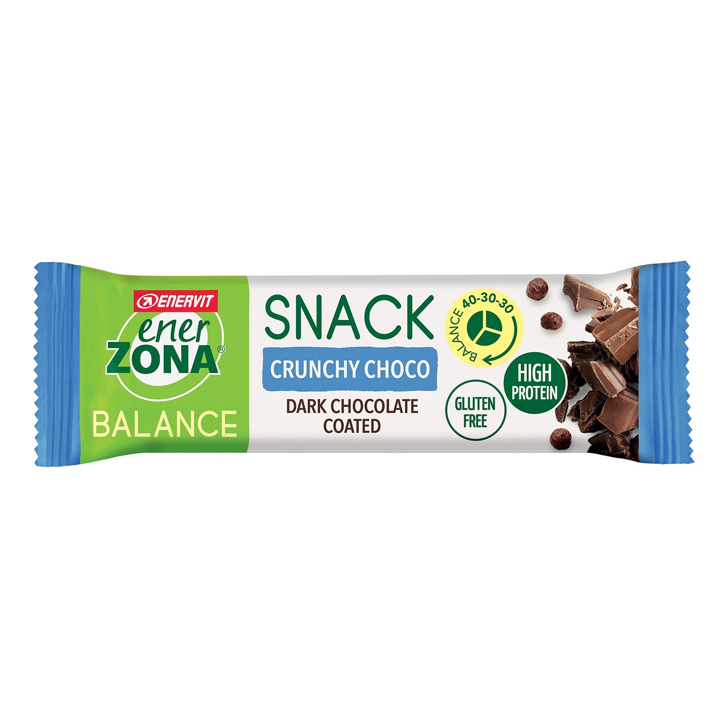 Enervit, Enerzona Protein Snack 40-30-30 Gusto Noir Cioccolato Fondente, 30 Barrette Proteiche da 33gr Dieta a Zona con Proteine del Latte e Fibre, Senza Olio di Palma