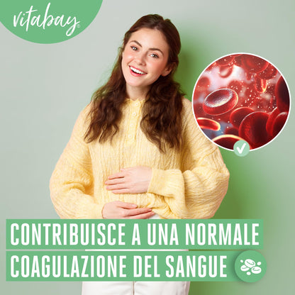 Vitabay Vitamina K2 365 compresse di Vitamina K2 200 mcg vegana con Menachinone MK7 naturale All-Trans ad alto dosaggio - Assumere 1 compressa di Vitamina K2 MK7 al giorno con acqua - Vit K2 K2 MK7