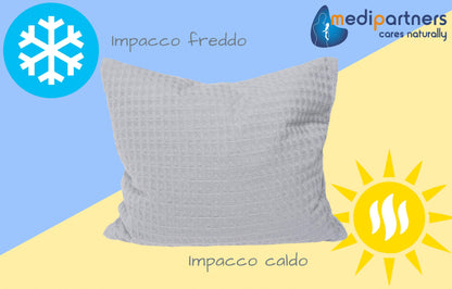 Medi Partners Cuscino termico con noccioli di ciliegia grande 500g rettangolare 20x25cm 100% cotone per terapia del freddo e del calore