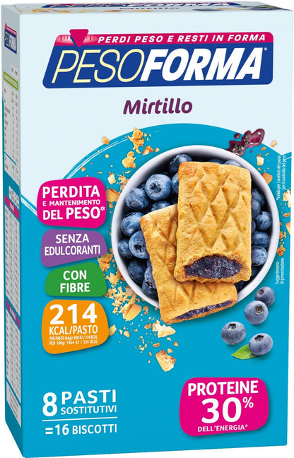 Pesoforma Biscotti Lampone e Mela, Pasto sostitutivo proteico, Per rimettersi in forma con gusto, Solo 219 calorie, Nuovo formato, 16 biscotti, 8 pasti sostitutivi