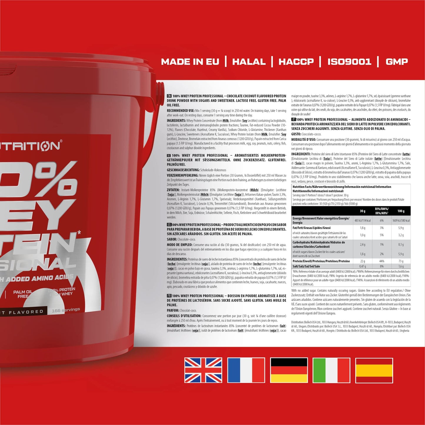 Scitec Nutrition 100% Whey Protein Professional - Potenziato con aminoacidi extra ed enzimi digestivi - Senza glutine - Senza olio di palma, 2.35 kg, Cioccolato