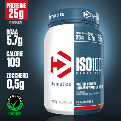 Dymatize ISO 100 Hydrolyzed Gourmet Chocolate 932g - Proteine del siero di latte idrolizzate e isolate in polvere