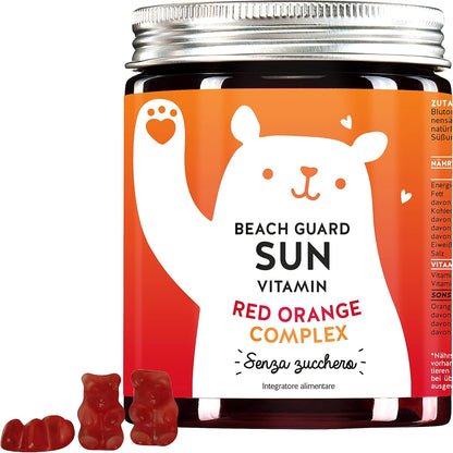 BEARS WITH BENEFITS Beach Guard Sun Vitamins Orsetti Gommosi Con Il Complesso Red Orange - Altamente Dosato Con Vitamina E, Vitamina C E Antiossidanti (60 Orsetti)