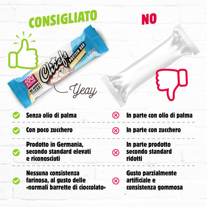 Chiefs® Protein Bar con 20g di proteine e 211kcal • Barretta proteica a basso contenuto di zucchero con molte proteine • 12 x 55g (Crispy Cookie)