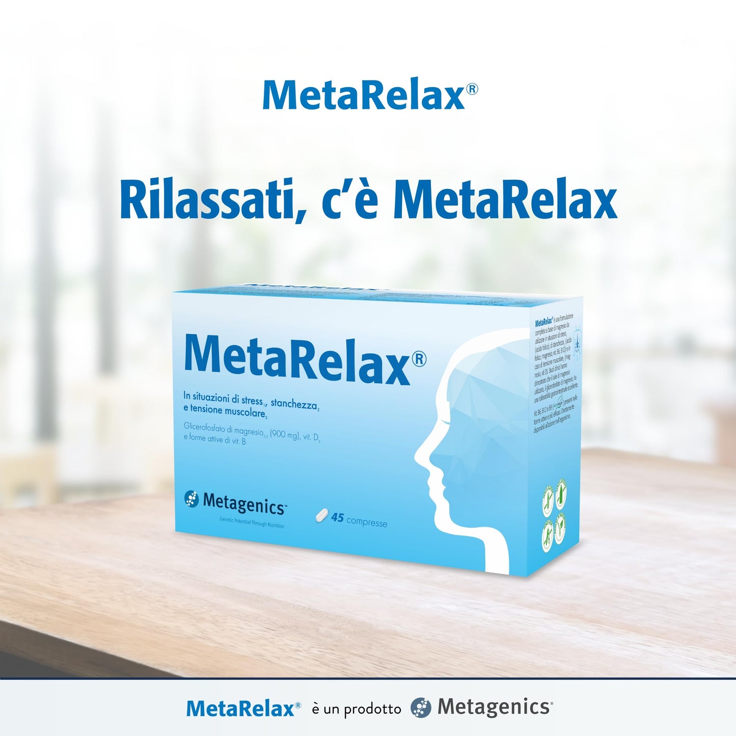 Metagenics - MetaRelax, In Situazioni di Stress, Stanchezza e Tensione Muscolare - 45 Compresse