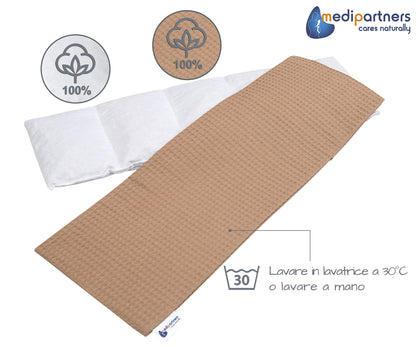 Medi Partners Cuscino Termico noccioli ciliegio 60x20cm 800g 100% Cotone 5 Camere Grande Terapia del freddo Federa sfoderabile (Stelle)