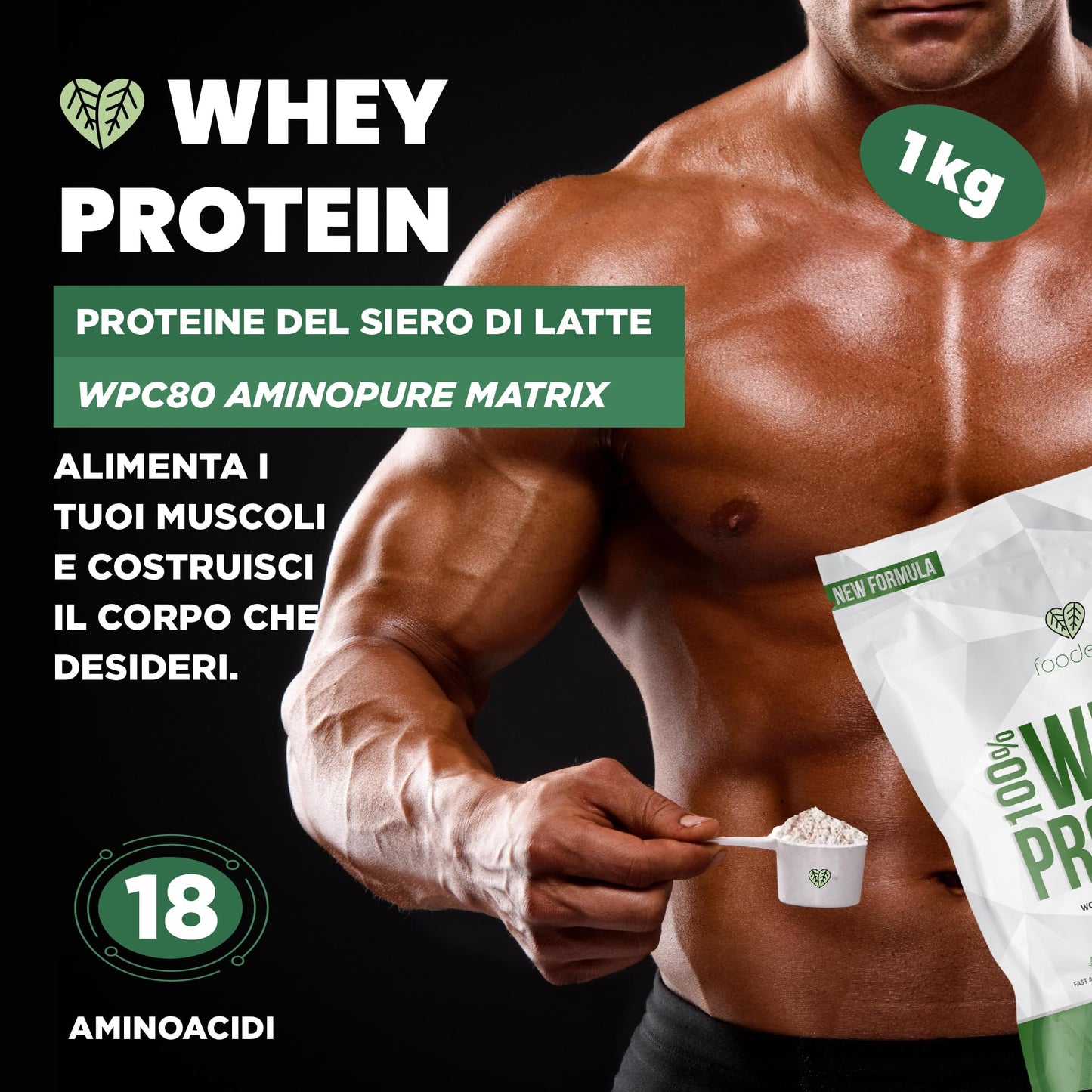 Proteine in Polvere 1 kg Vaniglia | Whey Protein con Aminoacidi Essenziali | Proteine per la Massa Muscolare ad Alta Solubilità | Proteine Whey Facilmente Digeribili | Materia Prima Italiana.