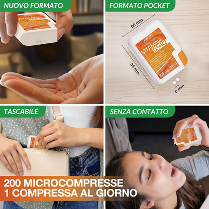 Vitamina D3 K2, 200 Microcompresse in Confezione Tascabile. Vitamina D3 2000 ui e Vitamina K2 (MK7), per Ossa, Denti, Articolazioni e Sistema Immunitario. Qualità ITALIANA. K2 Vitamina. D3 K2, Agocap