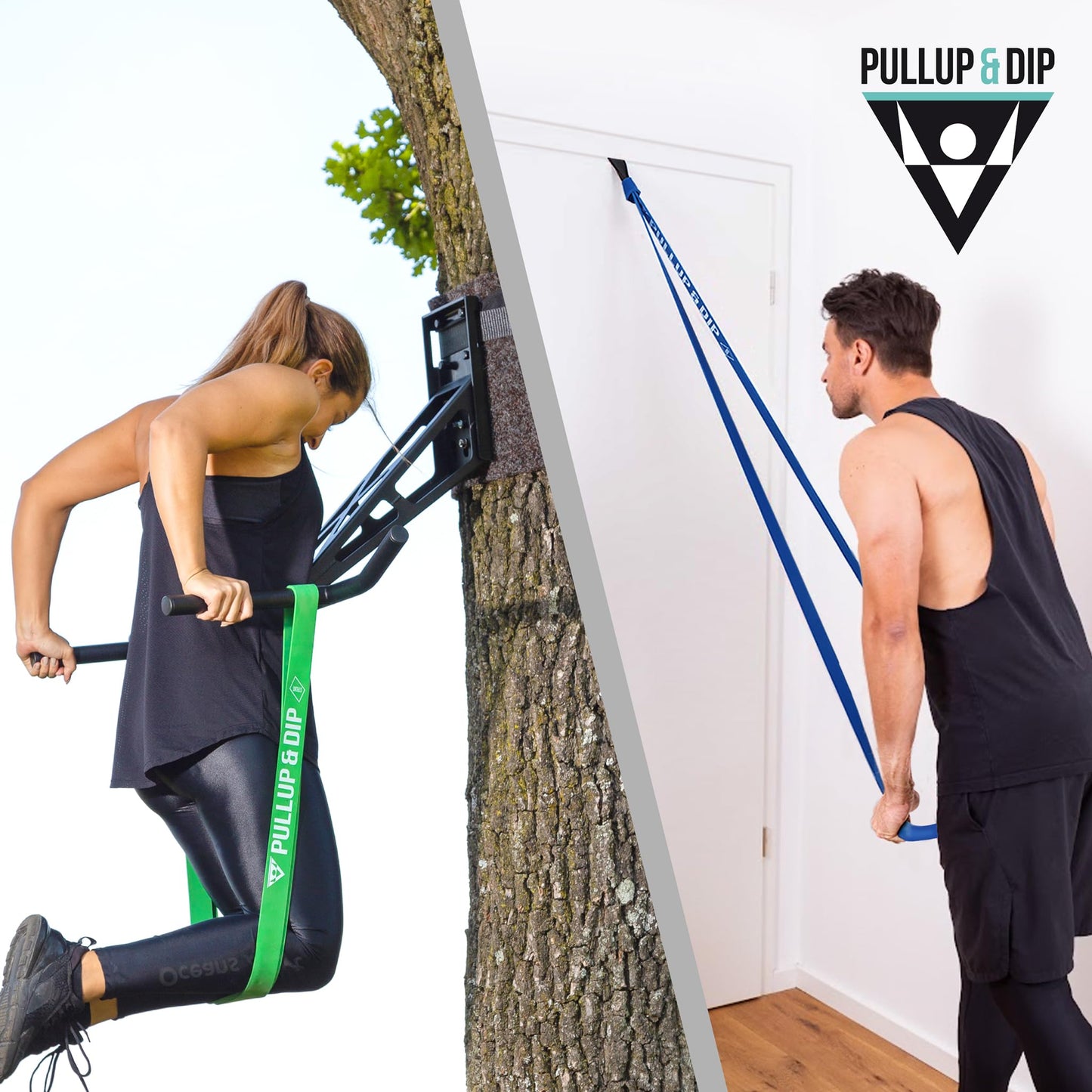 PULLUP & DIP Elastico Fitness per Trazioni, Bande Elastici Fitness con Borsa, Gancio Porta (per Set) e Guida Esercizi, Bande Elastiche di Resistenza, Resistance Bands per Calisthenics, Freeletics