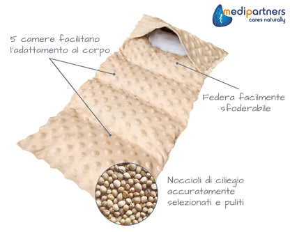 Medi Partners Cuscino Termico noccioli ciliegio 60x20cm 800g 100% Cotone 5 Camere Grande Terapia del freddo Federa sfoderabile (Stelle)