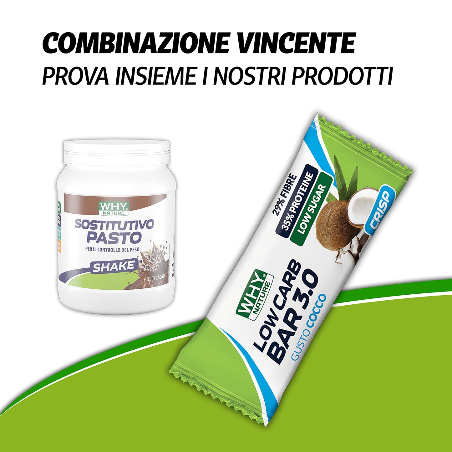 WHY NATURE SOSTITUTIVO PASTO - Sostitutivo Pasto - A Base di Proteine del Latte in Polvere, Carboidrati, Vitamine e Minerali - Senza Glutine - Gusto Banana Vaniglia - 480 Gr