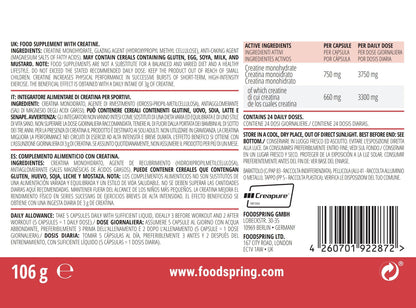 foodspring Creatina in polvere, 150 g, creatina monoidrato pura per la crescita muscolare, la forza e la resistenza, Made in Germany