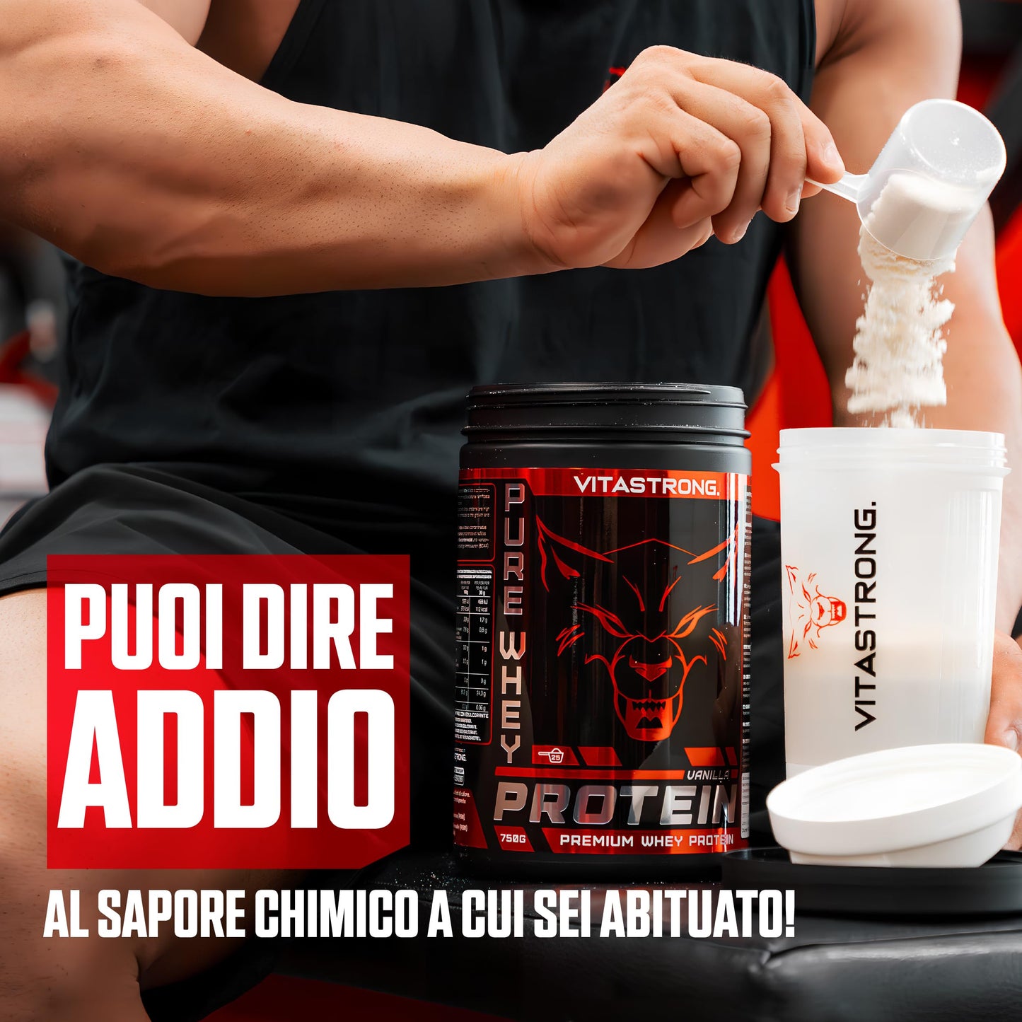 Whey Proteine in Polvere Vitastrong - Proteine del Siero del Latte Isolate e Concentrate - Alta solubilità & concentrazione 23g per dose - Whey Protein Ricco di BCAA ed EAA (Cioccolato)