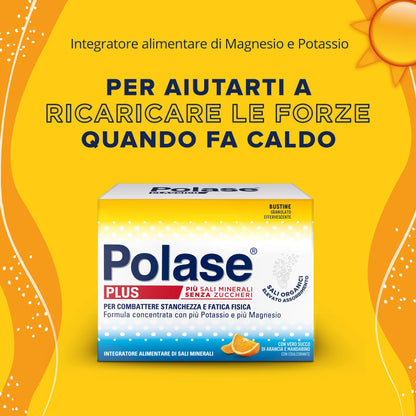 Polase Plus, più Magnesio e più Potassio, Integratore Alimentare di Sali Minerali, Contro Stanchezza e Fatica, Gusto Arancia e Mandarino, 36 Bustine formato convenienza