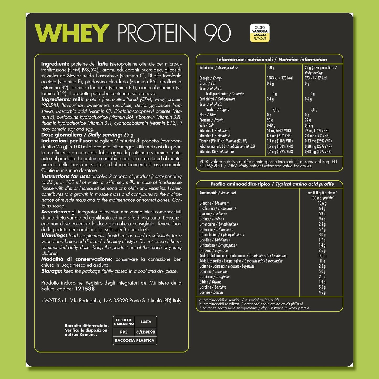 Whey Protein 90 Doypack 750 g fragola