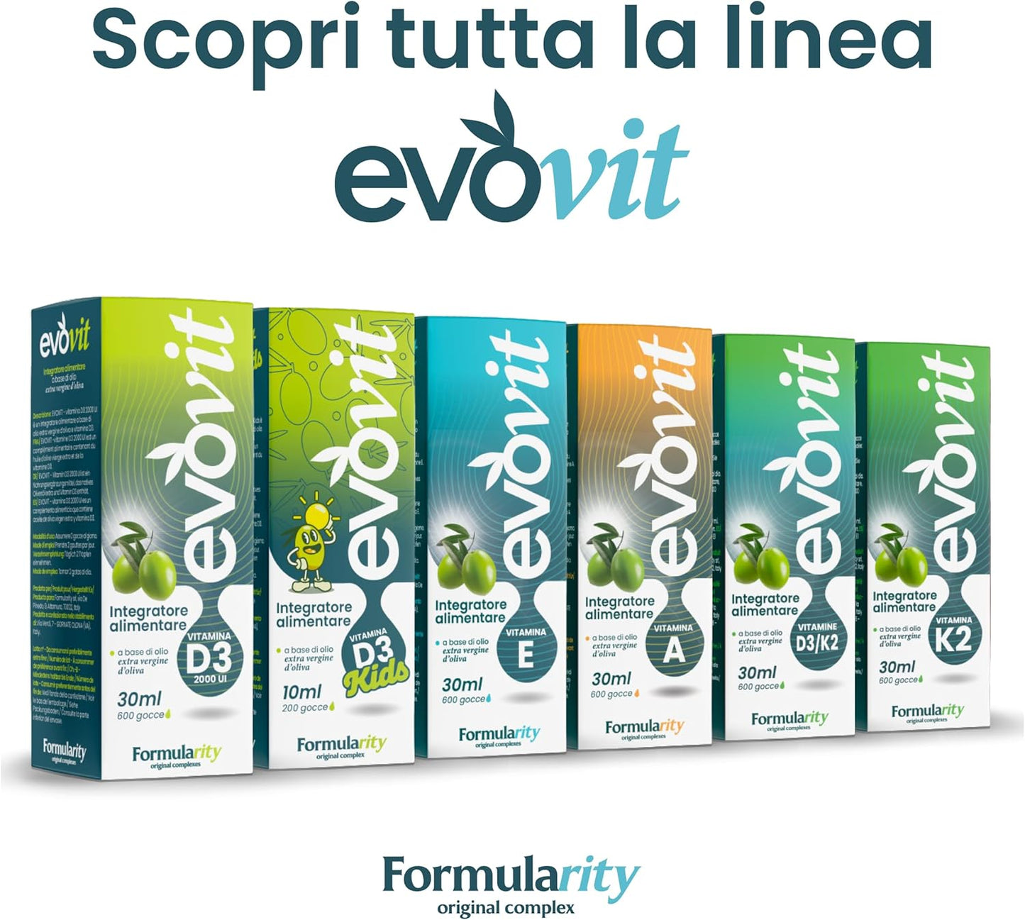 EVOVIT VITAMINA E - 4 Mesi di Fornitura-In Olio Extravergine d'Oliva Italiano-Integratore Naturale Tocoferolo 60mg/90UI Massimo Assorbimento Antiossidante, Anti-aging per Pelle, Capelli -Made in Italy