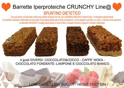 10 BARRETTE CRUNCHY PROTEICHE Line@diet al COCCO | 0 ZUCCHERI | 15g PROTEINE | 4g CARBOIDRATI!