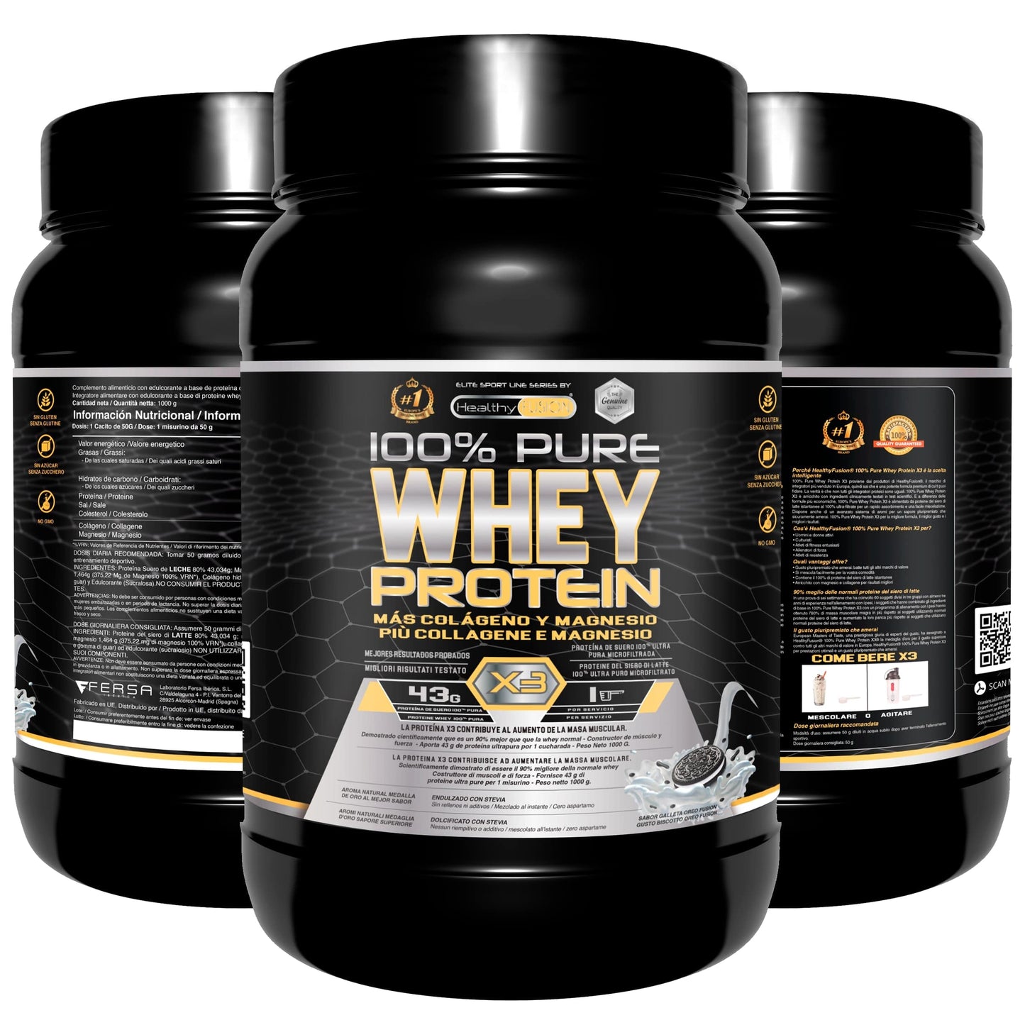 Healthy FUSION Whey protein 100% pura | Proteine whey + collagene + magnesio | Proteine del siero di latte isolate per lo sviluppo muscolare | Massa muscolare pulita | 1000 g (Cioccolato)