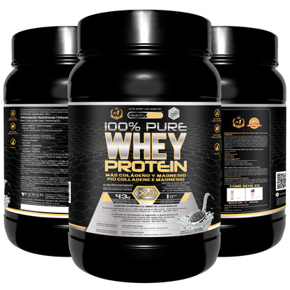 Healthy FUSION Whey protein 100% pura | Proteine whey + collagene + magnesio | Proteine del siero di latte isolate per lo sviluppo muscolare | Massa muscolare pulita | 1000 g (Cioccolato)