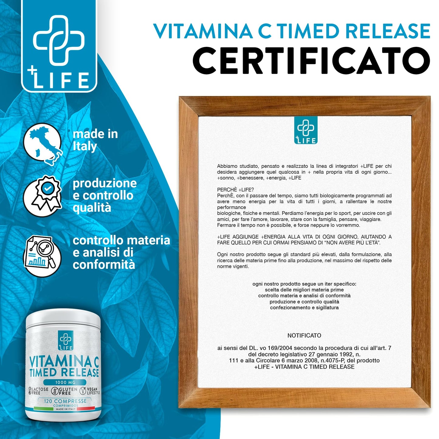 VITAMINA C 1000mg Lento Rilascio Graduale PiuLife® 120 Compresse Integratore Vitamina C Pura Naturale Acido Ascorbico, Antiossidante Naturale Per Sistema Immunitario Vit C 1000mg Rilascio Prolungato