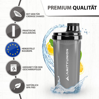 AMITYUNION Shaker per proteine 500 ml Heaven a prova di perdite, senza BPA con setaccio cliccabile e scala per frullati cremosi di siero di latte, shaker per proteine, originale in Rosa