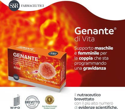 S&R Farmaceutici | Genante - Integratore alimentare specifico per la Fertilità, per la Donna e l'Uomo. Formula Brevettata con Revifast - 30 compresse da 500 mg