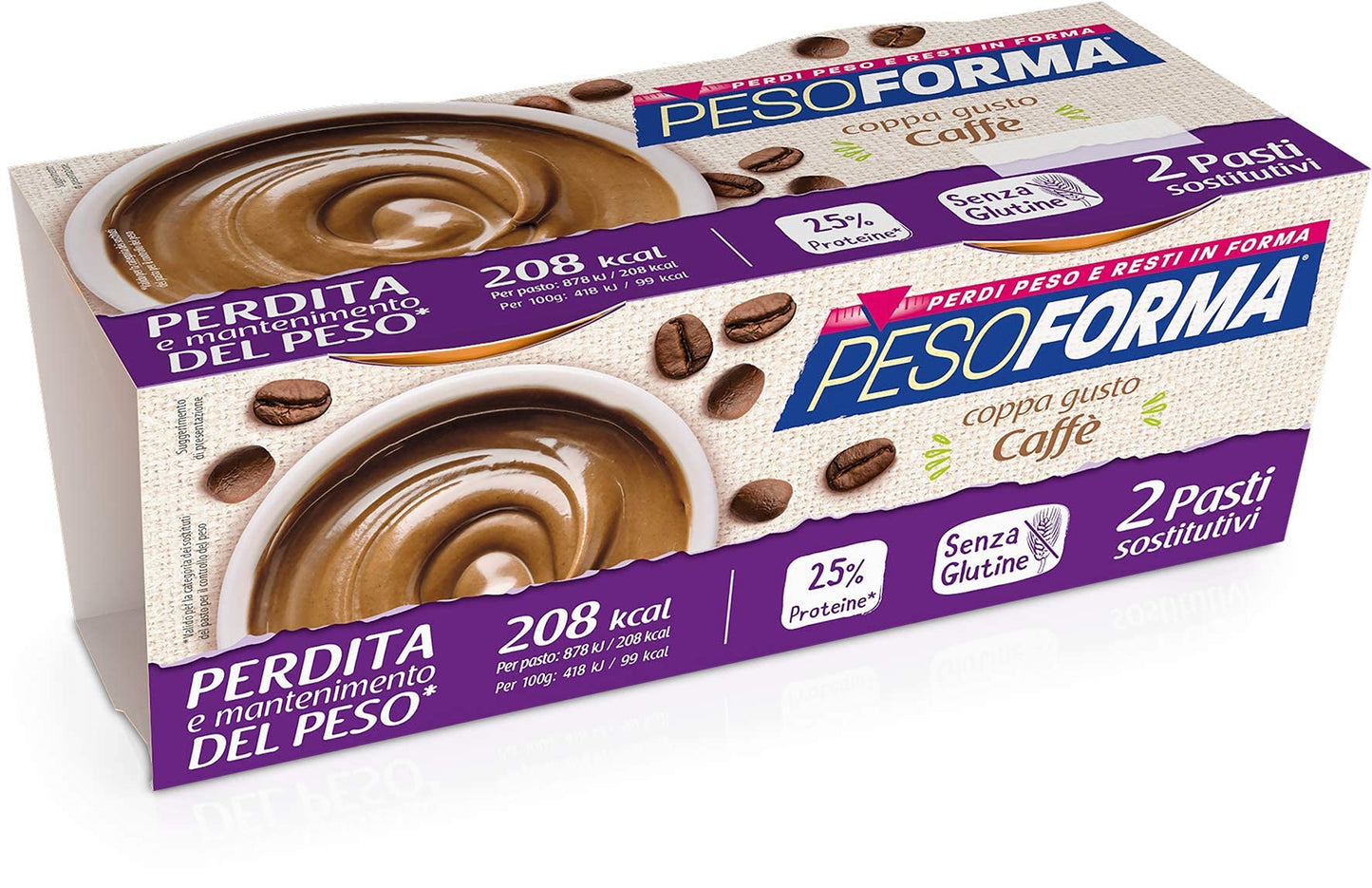 Pesoforma Coppa Budino al Cioccolato, x3 Pasti sostitutivi dimagranti SENZA GLUTINE SOLO 221 Kcal, Ricco in proteine