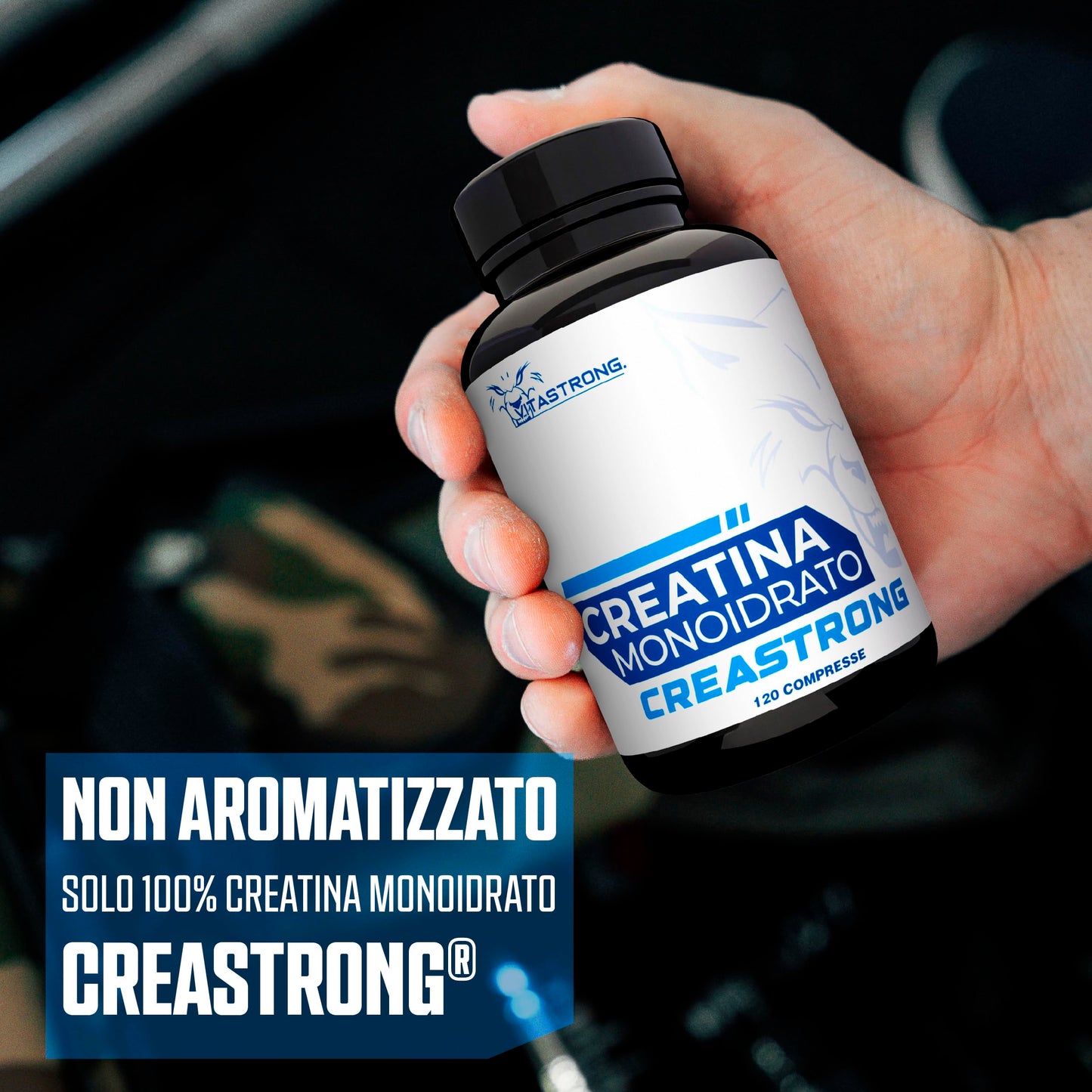 Creatina Monoidrata 100% PURA Creastrong® - Marchio Registrato di Vitastrong, Creatina in Polvere, Creatina Monoidrata Polvere - Creatina Monoidrato, Creatina Polvere ad Alto Dosaggio, Made in Italy